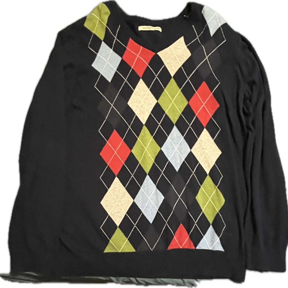 Old Navy Argyle V-Neck Sweater - XXL